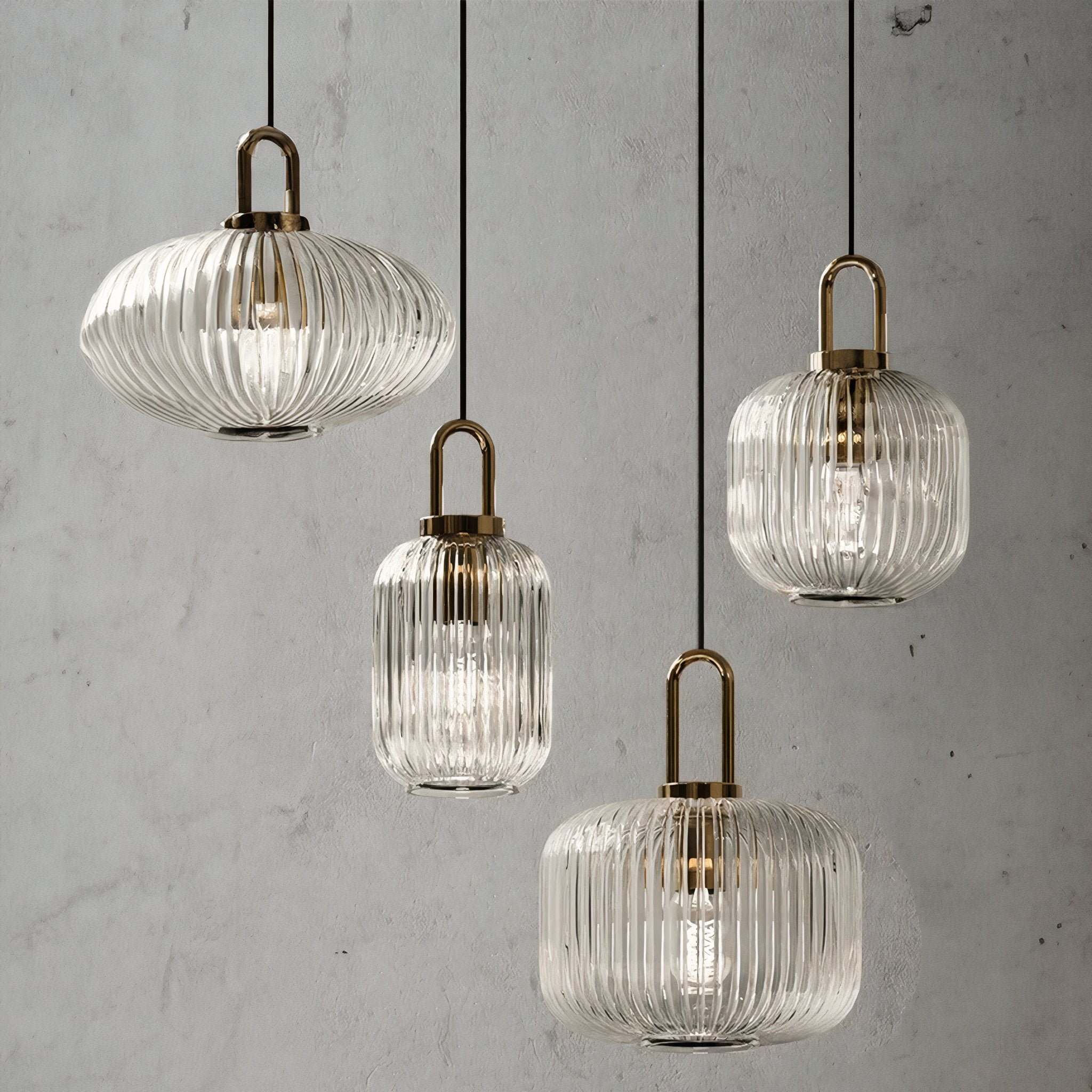 Italian Glass Ceiling Pendants • Clear • 2 Pack - Pendant - Haus of Interiors