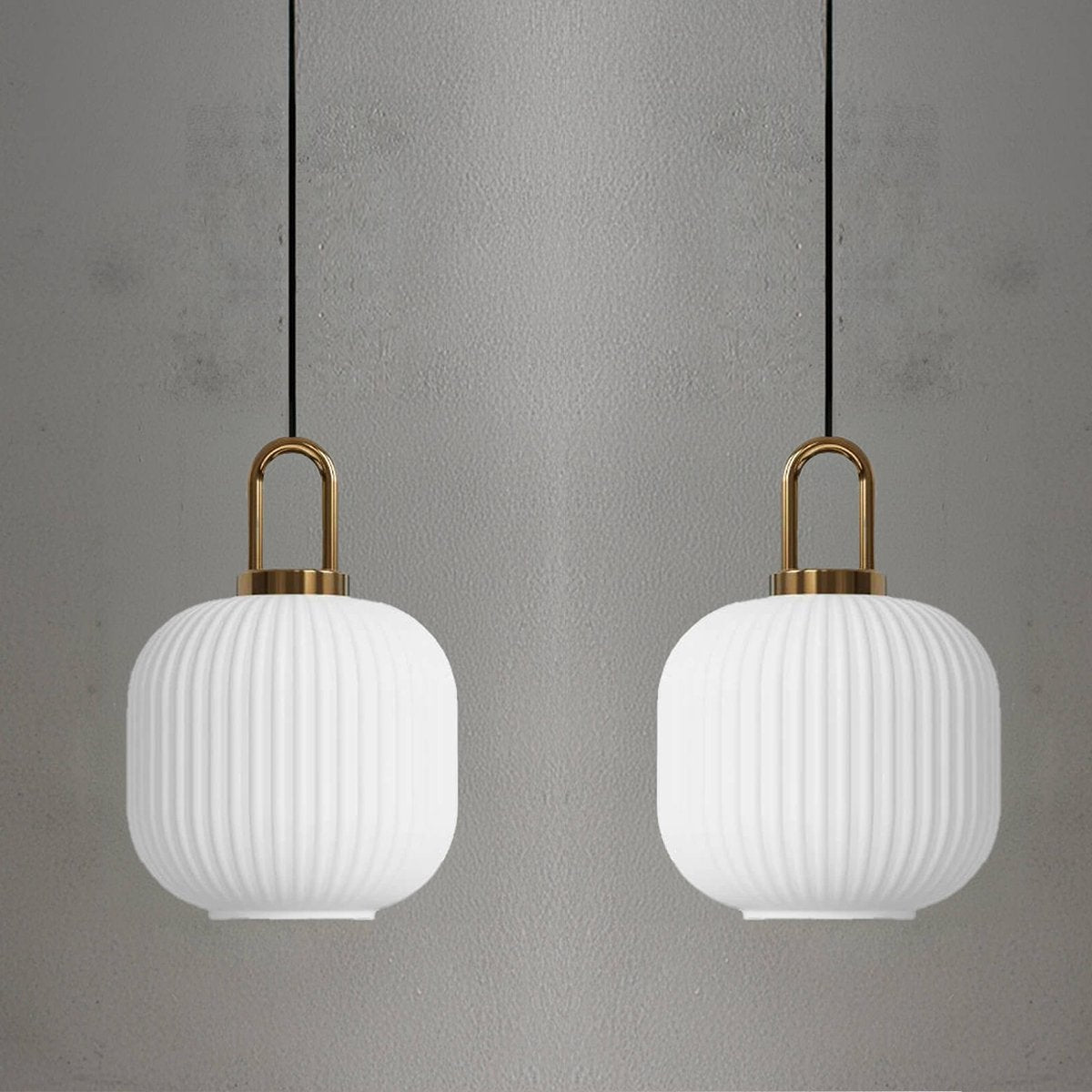 Italian Glass Ceiling Pendants • White • 2 Pack - Pendant - Haus of Interiors