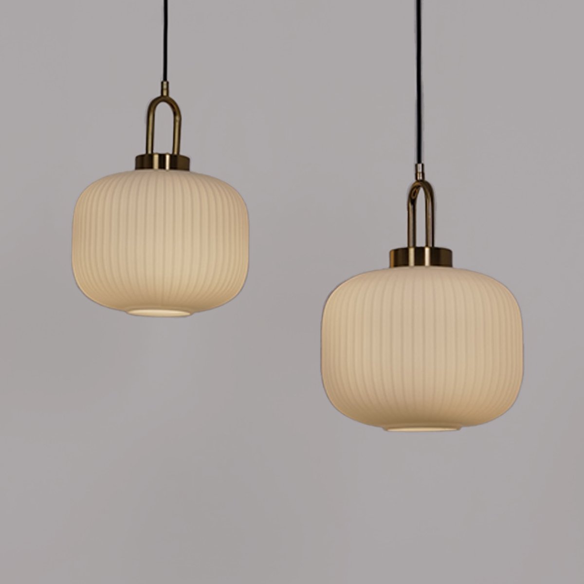 Italian Glass Ceiling Pendants • White • 2 Pack - Pendant - Haus of Interiors