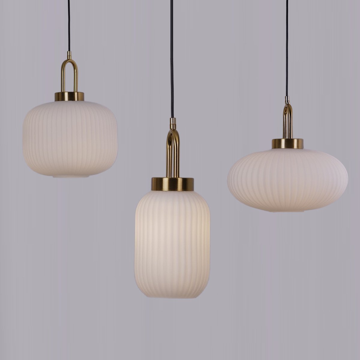 Italian Glass Ceiling Pendants • White • 2 Pack - Pendant - Haus of Interiors