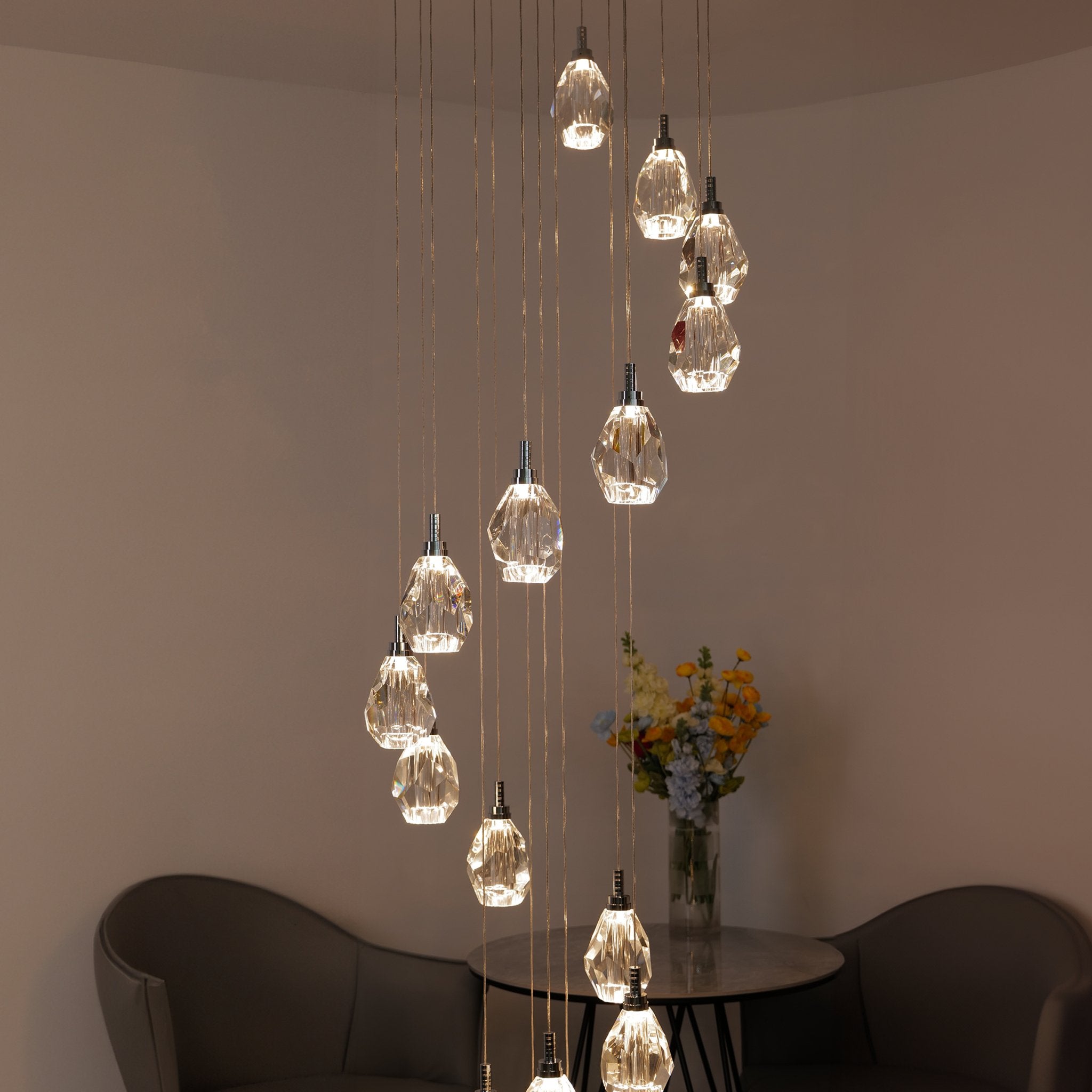 Luxe Crystals Chandelier - Chandelier - Haus of Interiors