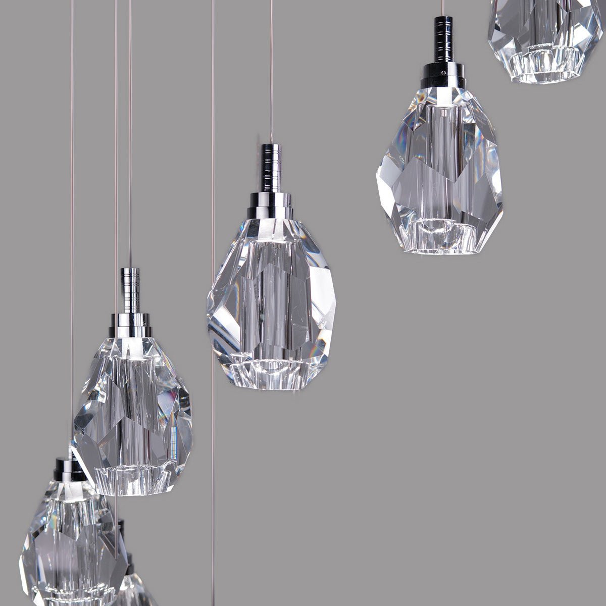 Luxe Crystals Staircase Chandelier - Chandelier - Haus of Interiors