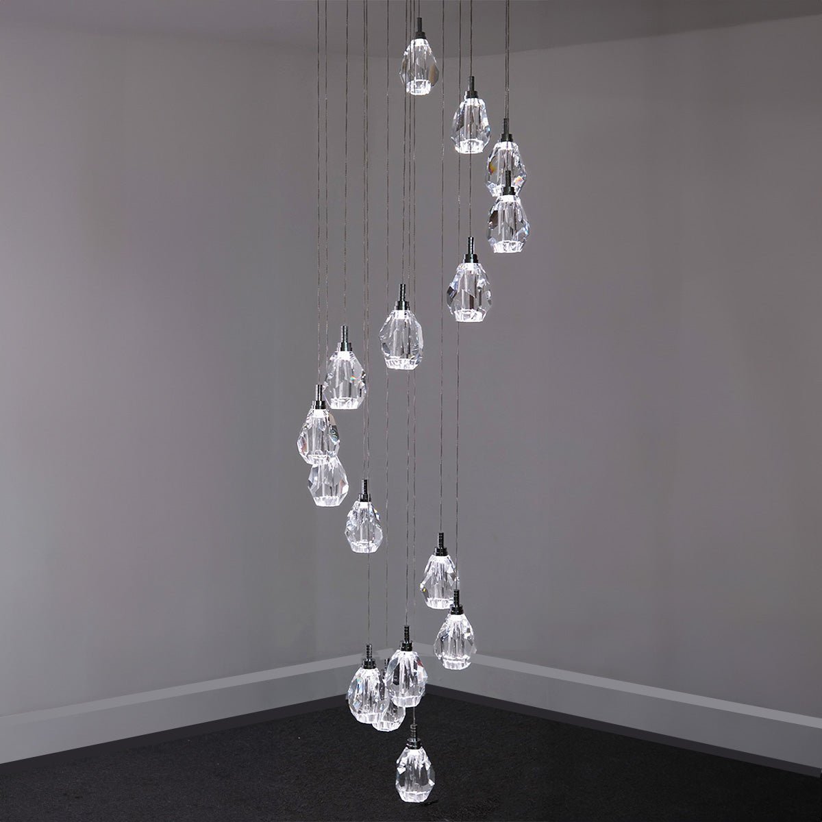 Luxe Crystals Staircase Chandelier - Chandelier - Haus of Interiors