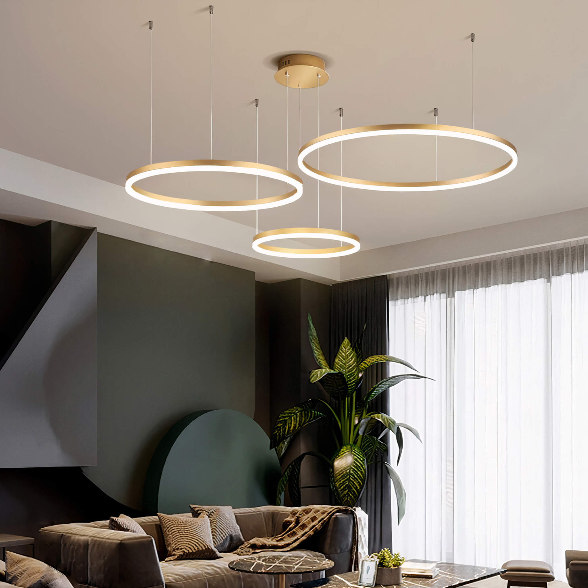 Nordic Rings Ceiling Lights • Gold - Chandelier - Haus of Interiors