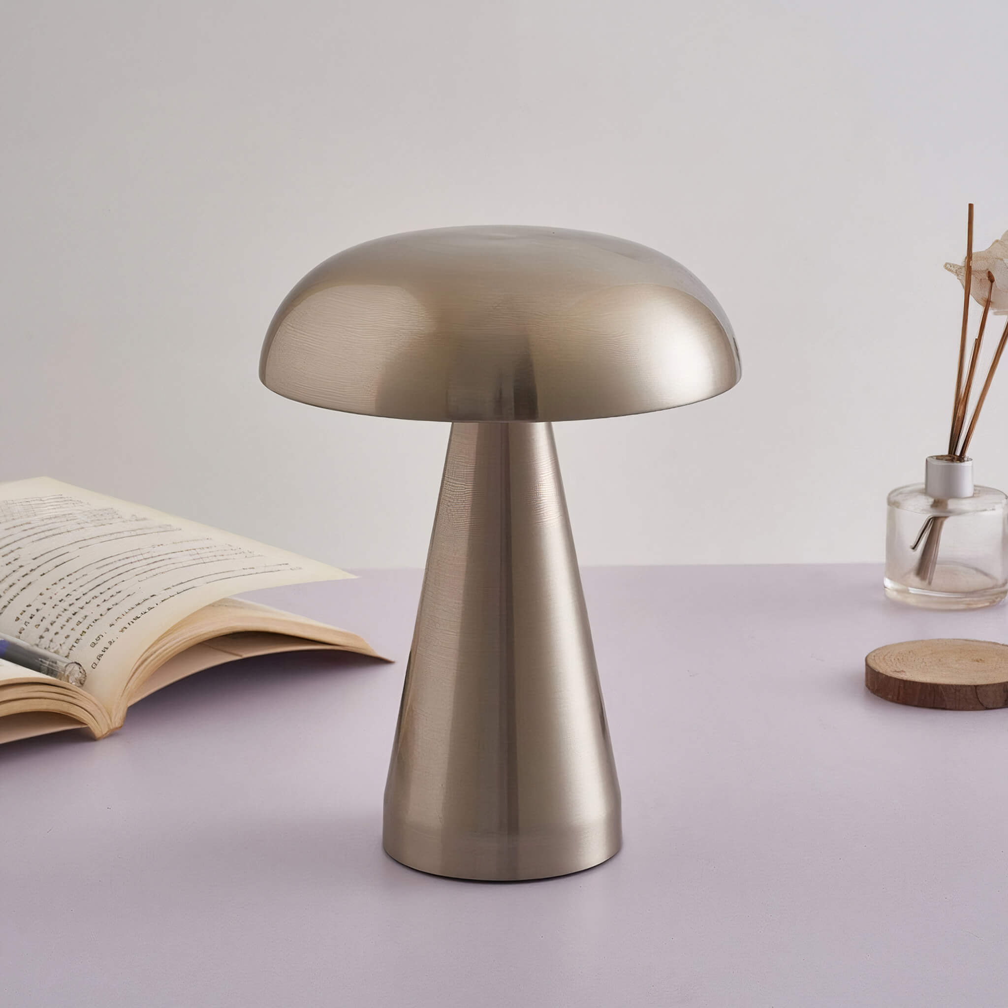 Porcini Table Lamp • Silver • Rechargeable Battery • 2 Pack - Table Lamp - Haus of Interiors